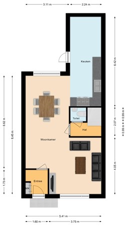 Plattegrond - Willem Dreeslaan 39, 4908 CA Oosterhout - Begane grond.jpg